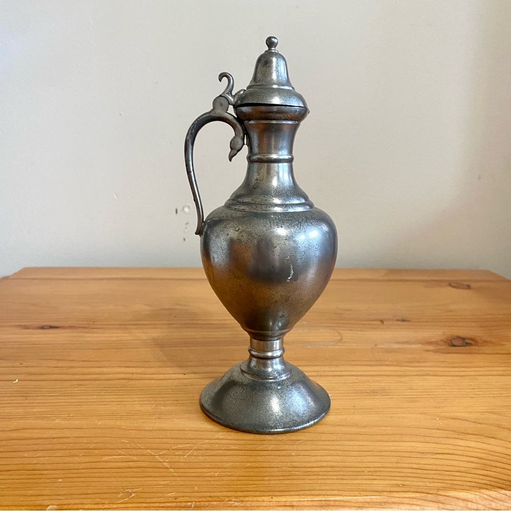 Antique Apothecary Bottle Pewter Lidded Jar with Handle Stein Royal Holland